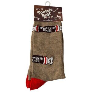Tootsie Roll Candy Crew Socks Men’s Brown Red Fun Novelty Graphic Gift One Size